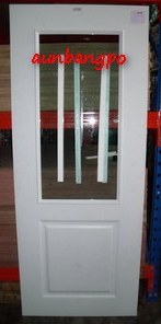 ประตูupvc(ไวนิล) ขนาด 80x200 กระจกเขียว PGR004 สีขาว ใช้ภายนอก ทนแดดทนฝน กันน้ำ 100%